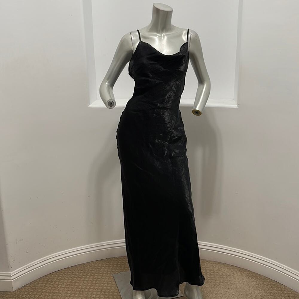 Rise of Dawn Spaghetti Strap Slip Maxi Dress  Black Shimmering Size XS NWT